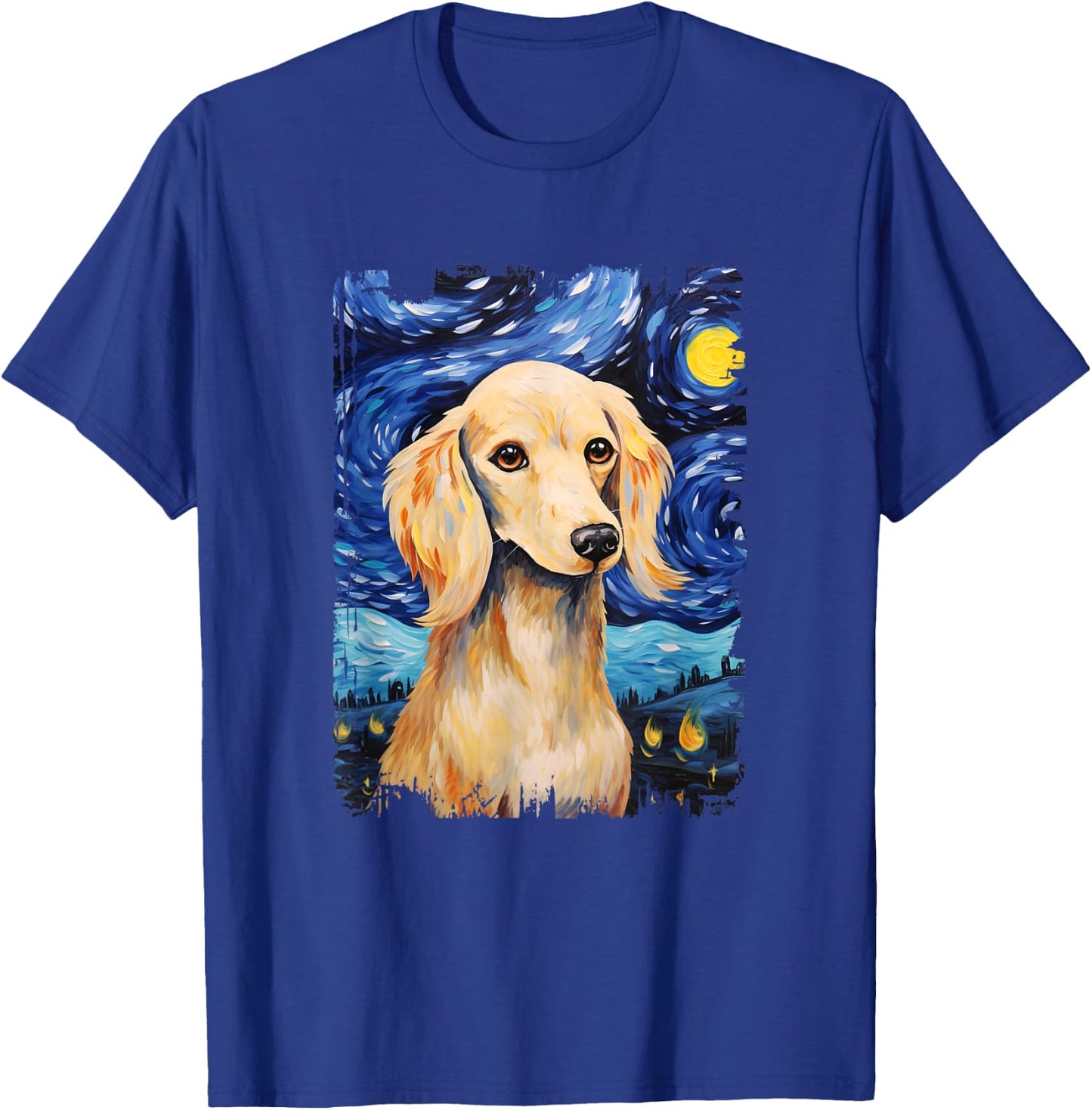 Cream Dachshund Dog Starry Night Painting Dog Mom Dad T-Shirt - T-Shirt | Royal