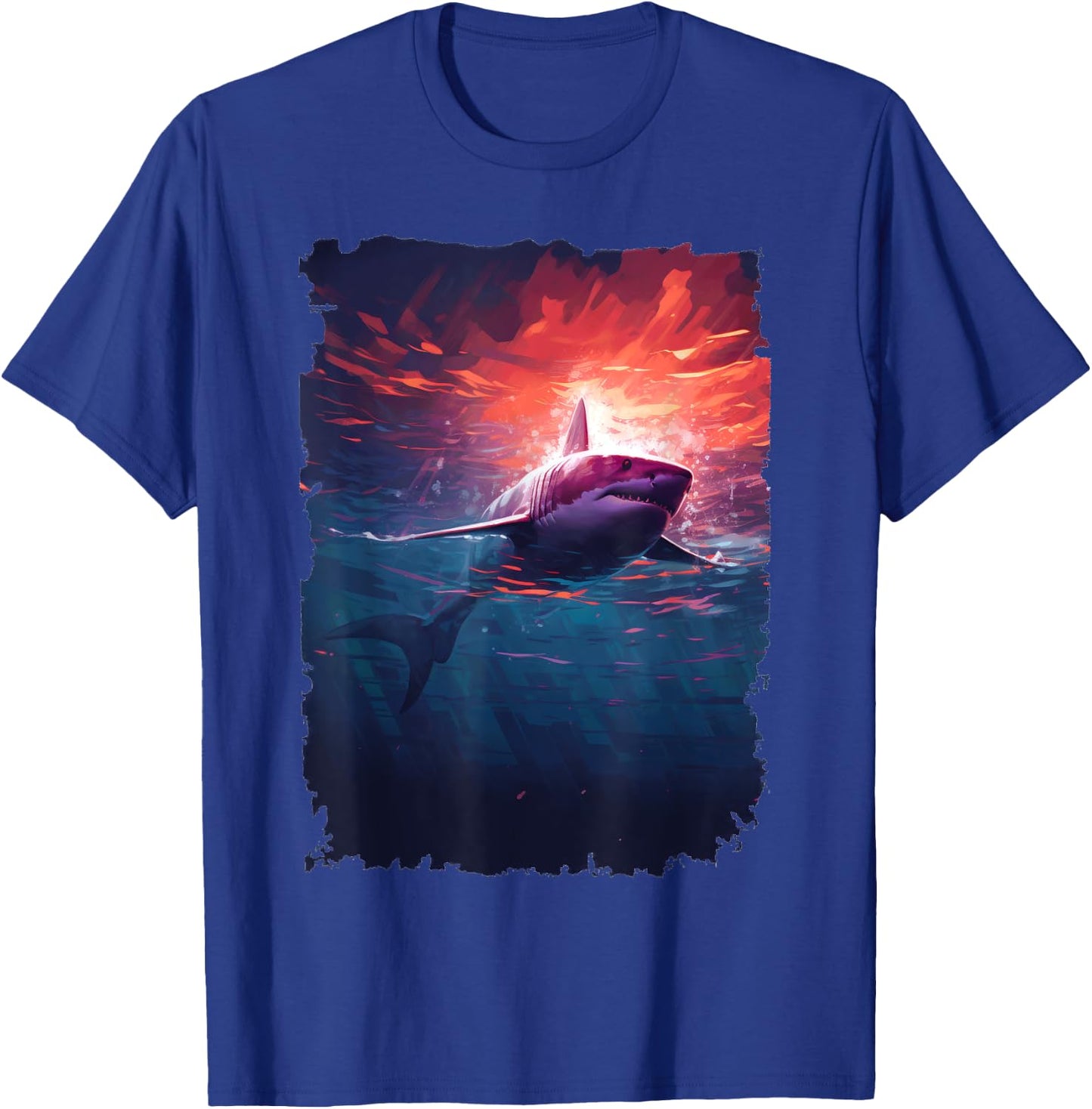 Great White Shark - Surfer Graphic T-Shirt - T-Shirt | Royal