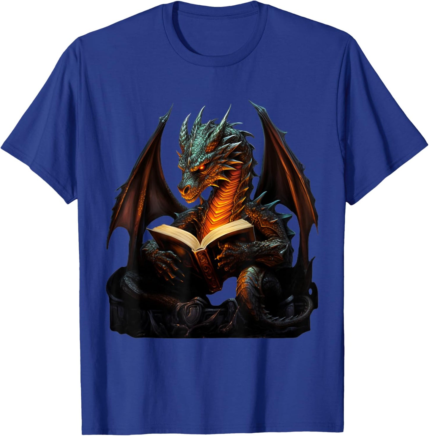 Dragon Reading Book Dragon T-Shirt - T-Shirt | Royal