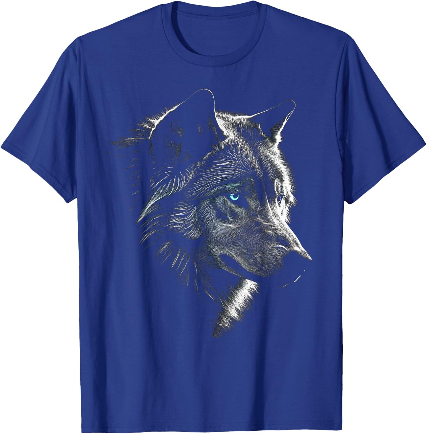 Wolf Portrait Blue Eyes - Artwork | Animal Motif Wolf T-Shirt - T-Shirt | Royal