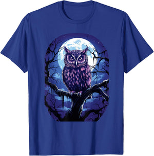 Owl Moon Graphic Women Men Girls Boys T-Shirt - T-Shirt | Royal