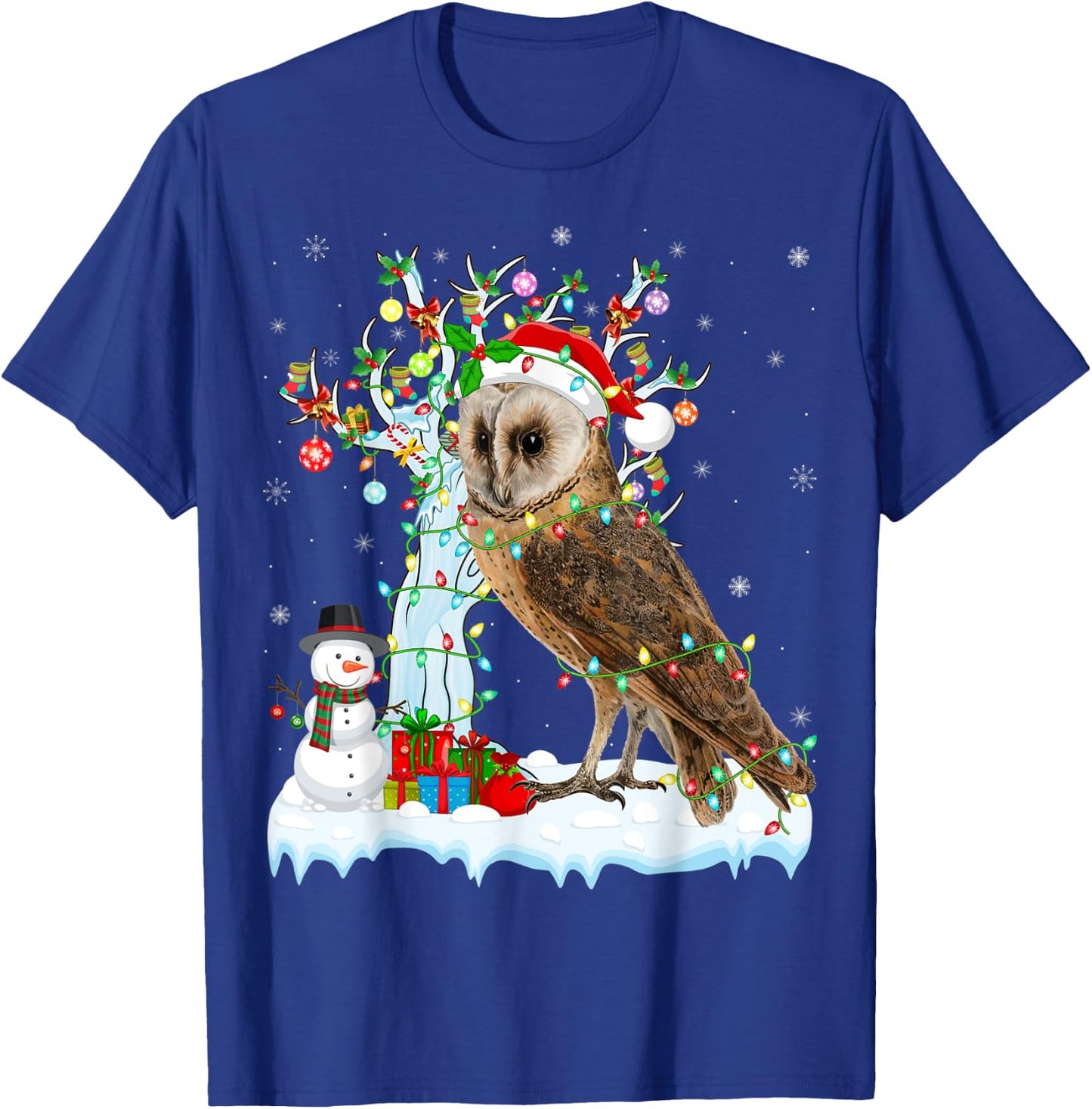 Barn Owl Bird Xmas Element Tree Lighting Barn Owl Christmas T-Shirt - T-Shirt | Royal