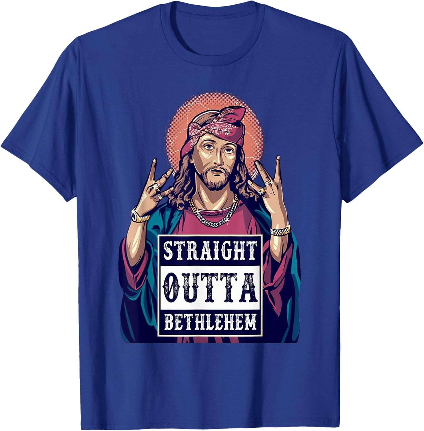 Funny Jesus Funny Christian Straight Outta Bethlehem T-Shirt - T-Shirt | Royal