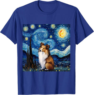Sheltie Starry Night - Sheltie T-Shirt - T-Shirt | Royal