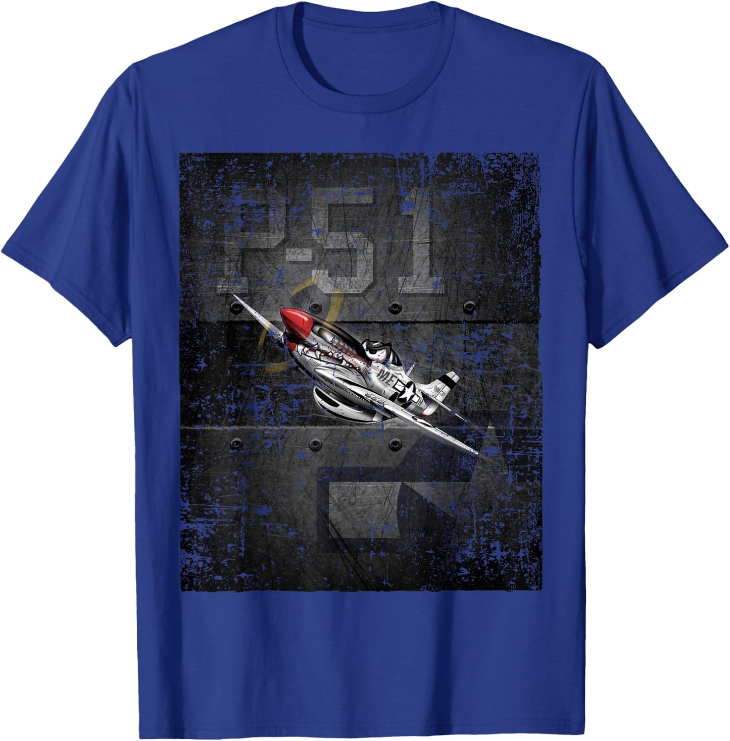 P51 Military Fighter Airplane WW-II Warbird Cartoon T-Shirt - T-Shirt | Royal