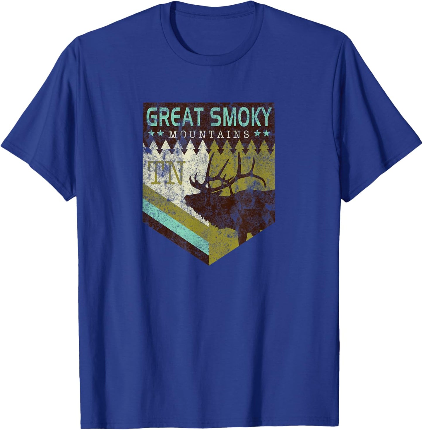 Great Smoky Mountains National Park Vintage Moose T-Shirt - T-Shirt | Royal