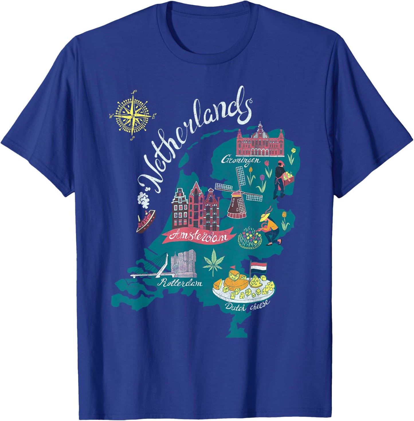 Europe Netherlands Map Holland Amsterdam Vacation Souvenir T-Shirt - T-Shirt | Royal
