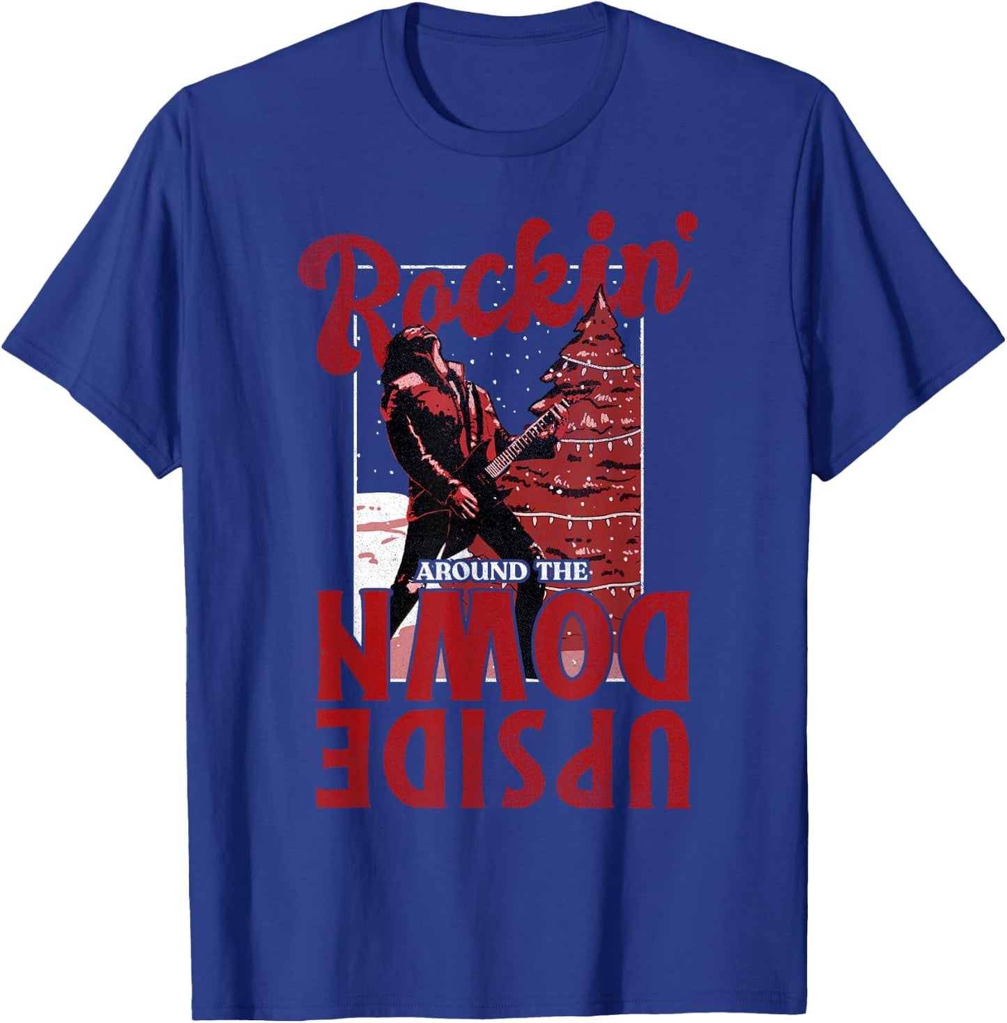 Stranger Things Christmas Eddie Munson Rockin' Upside Down T-Shirt - T-Shirt | Royal