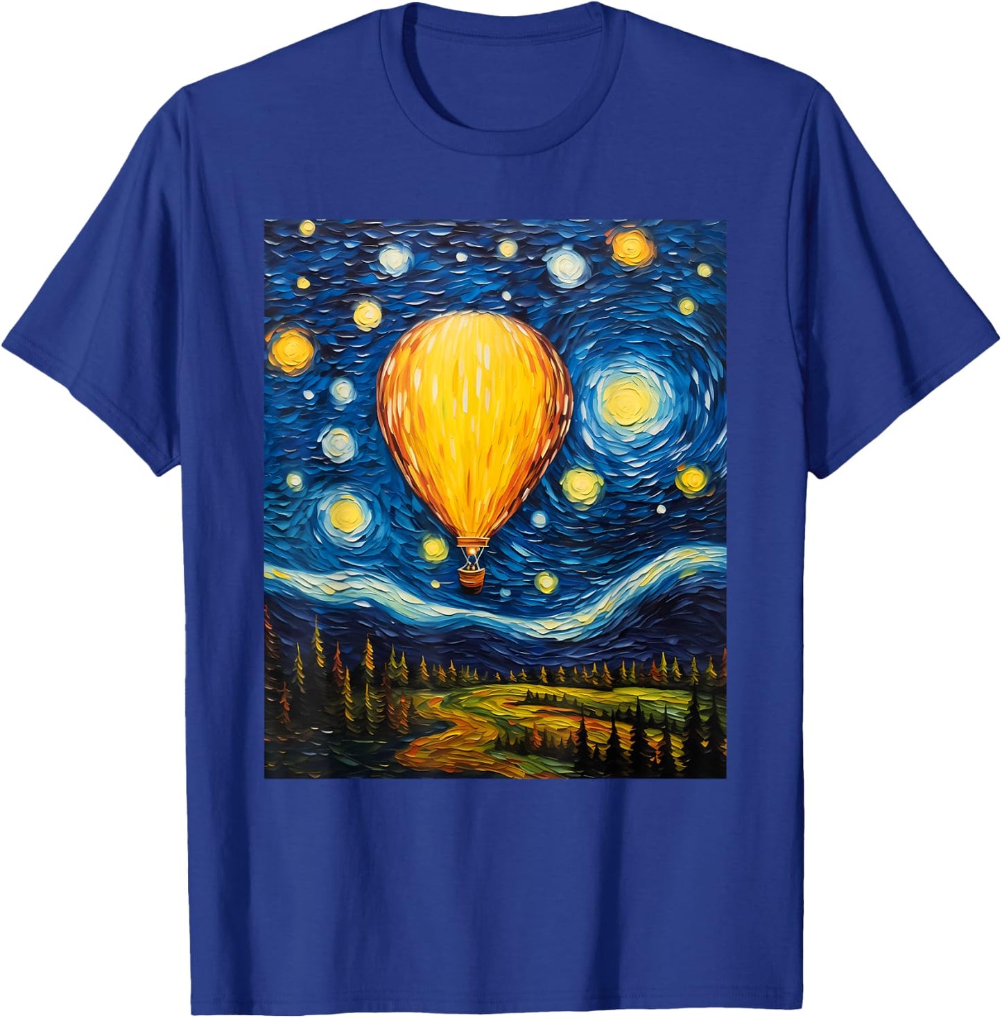 Surrealism Starry Night Hot Air Balloon T-Shirt - T-Shirt | Royal