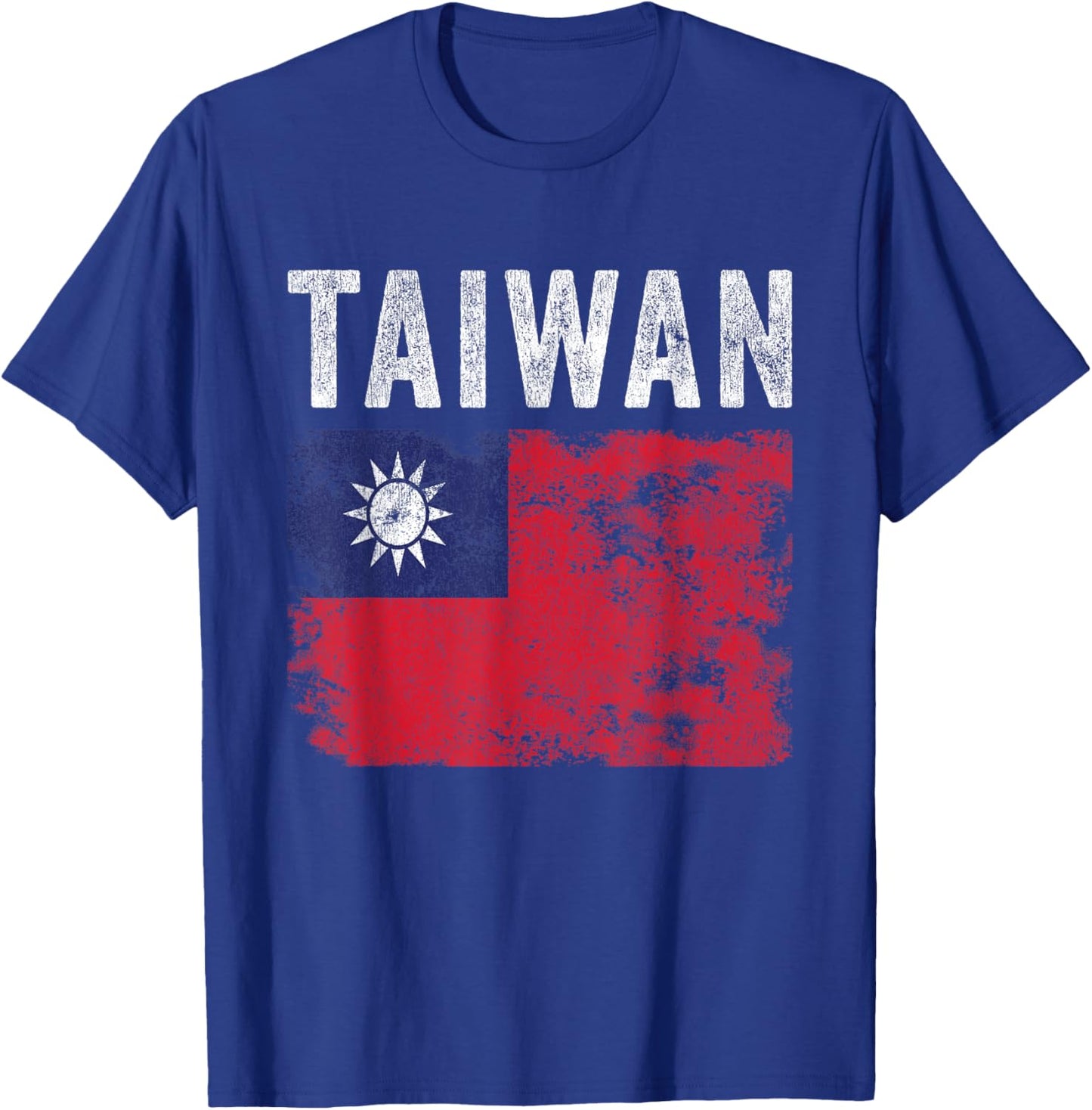 Taiwan Flag Distressed - Men Women Kids - Taiwanese Flag T-Shirt - T-Shirt | Royal