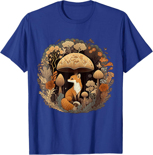 Cute Cottagecore Floral Fox Aesthetic Girls Women Graphic T-Shirt - T-Shirt | Royal