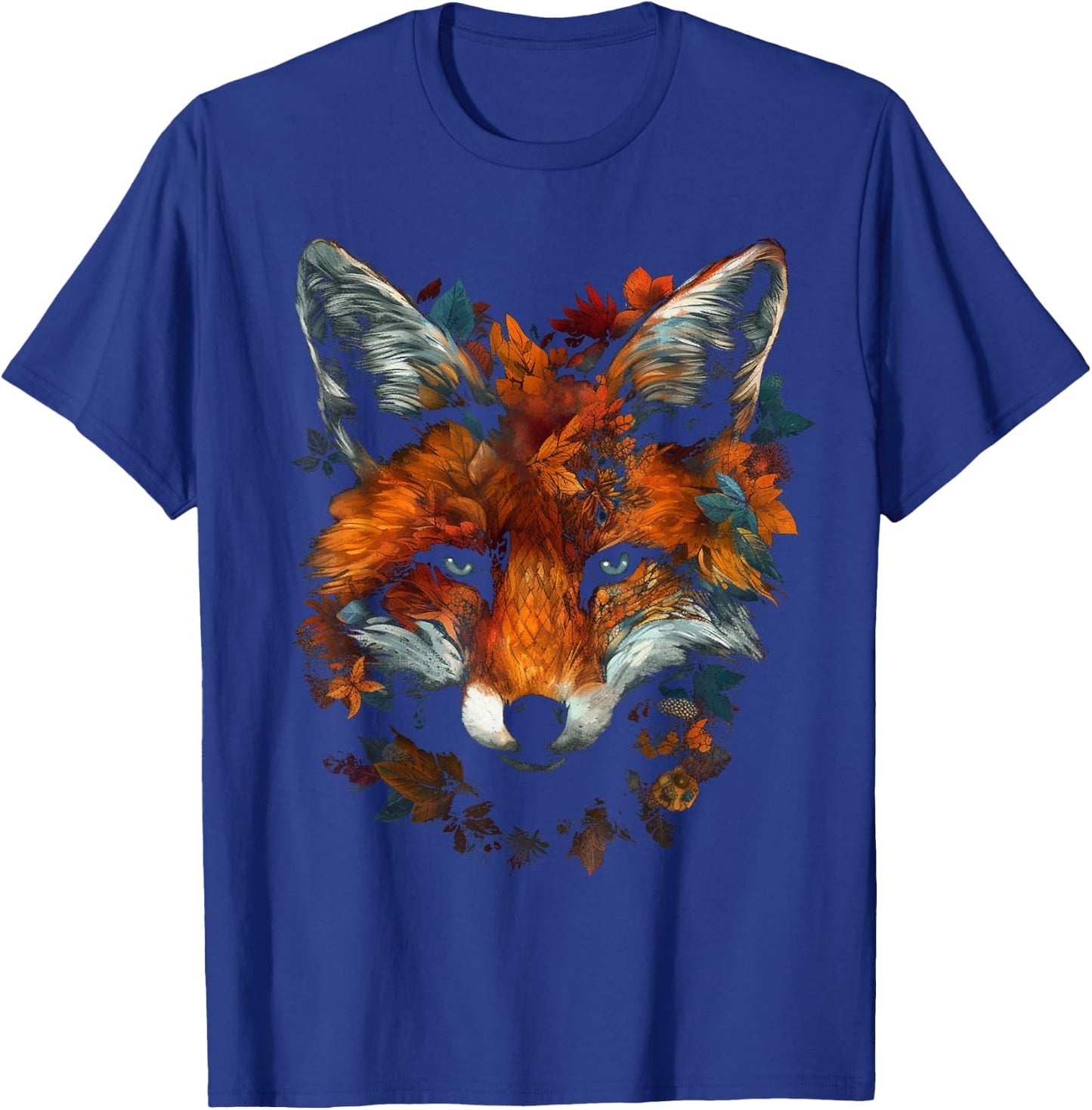 Fox Artwork Autumn Leaves - Art Animal Fox T-Shirt - T-Shirt | Royal