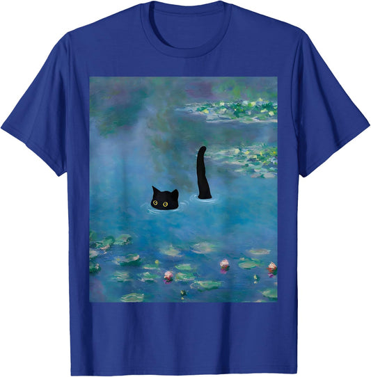 Black Cat Monets Waterlily T-Shirt - T-Shirt | Royal