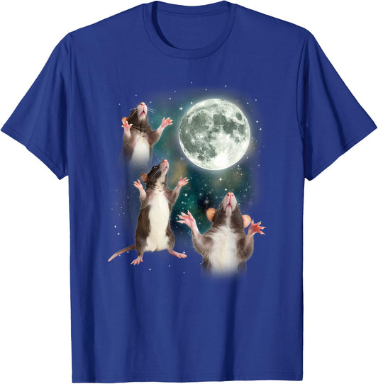 Three Rat Moon | 3 Rats with Dead Moon Oddly Specific Cursed T-Shirt - T-Shirt | Royal