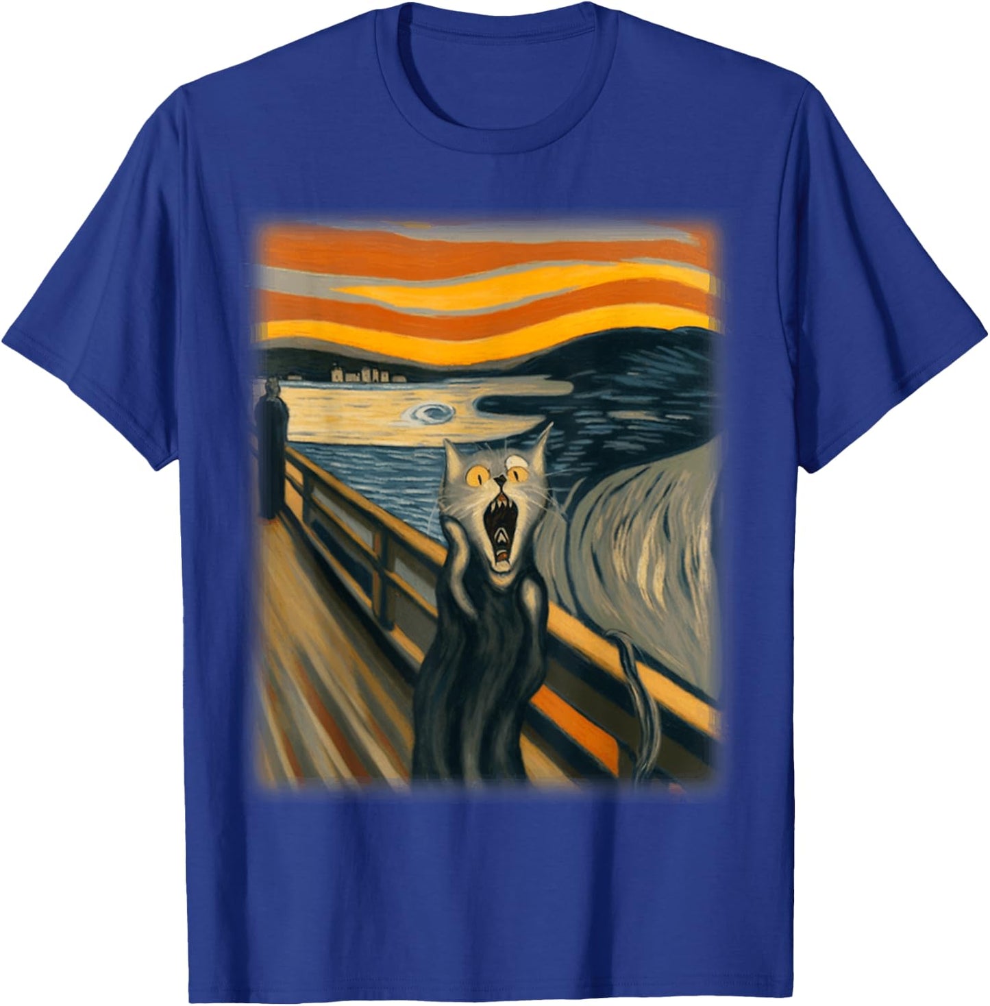 The Scream Cat Funny Munch Cat | Cat Lover, Cat Mom, Cat Dad T-Shirt - T-Shirt | Royal