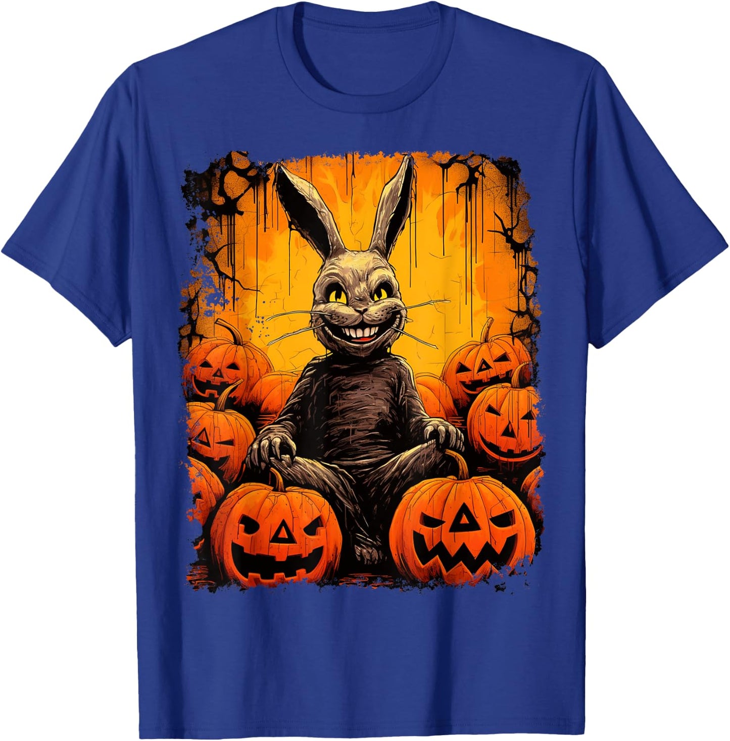 Pop Art Colorful Bunny Rabbit Halloween Pumpkin T-Shirt - T-Shirt | Royal