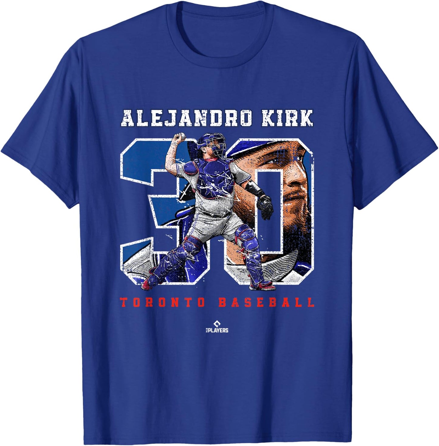 Number and Portrait Alejandro Kirk Toronto MLBPA T-Shirt - T-Shirt | Royal