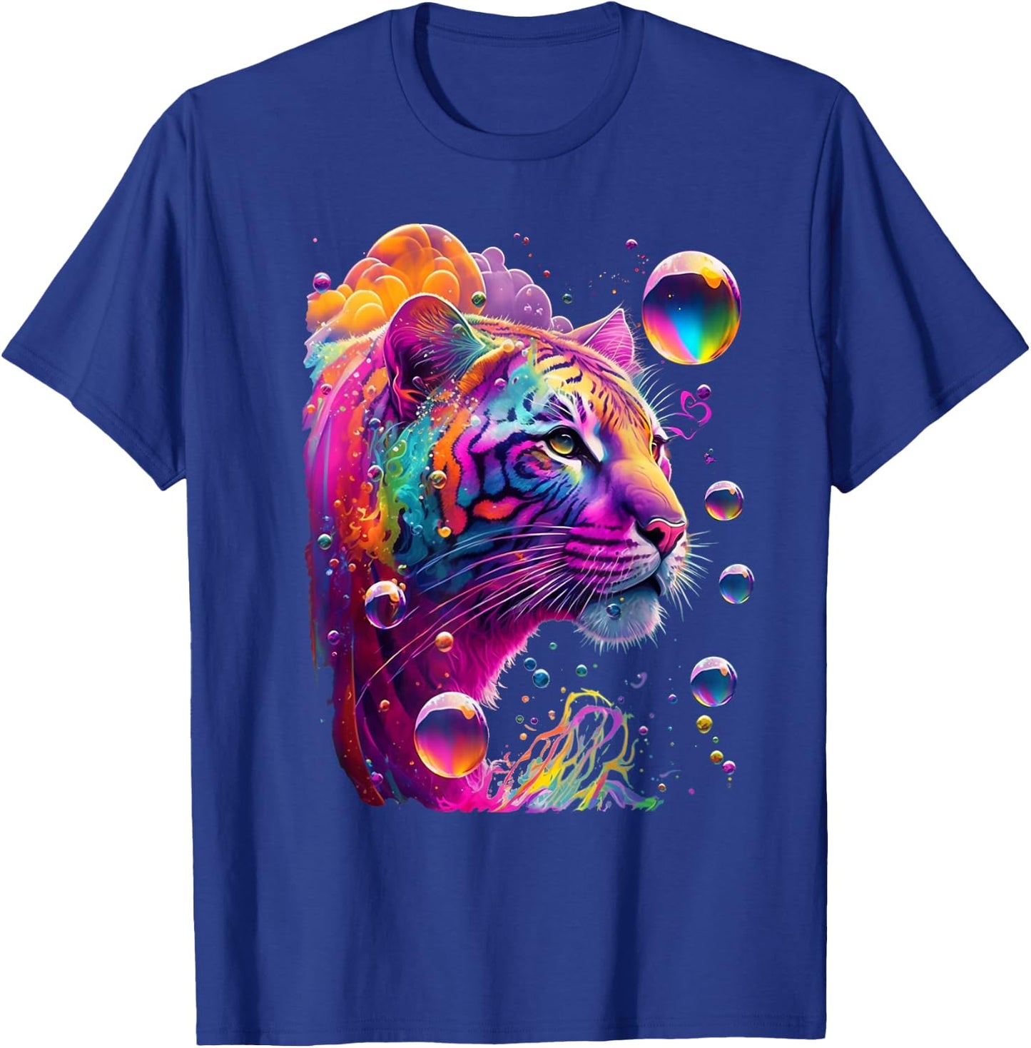Colorful Rainbow Tiger Graphic T-Shirt - T-Shirt | Royal