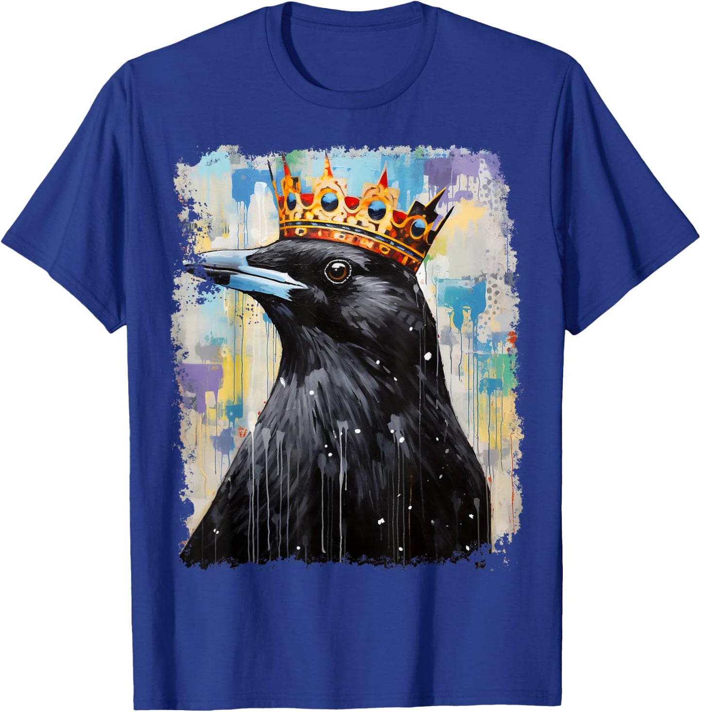 Pop Art Colorful Crow Raven King Queen Crown T-Shirt - T-Shirt | Royal