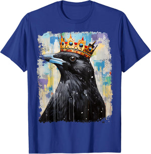Pop Art Colorful Crow Raven King Queen Crown T-Shirt - T-Shirt | Royal