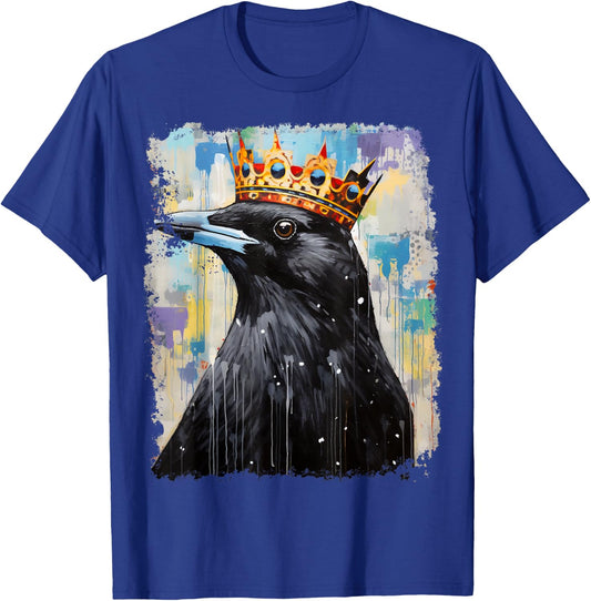 Pop Art Colorful Crow Raven King Queen Crown T-Shirt - T-Shirt | Royal