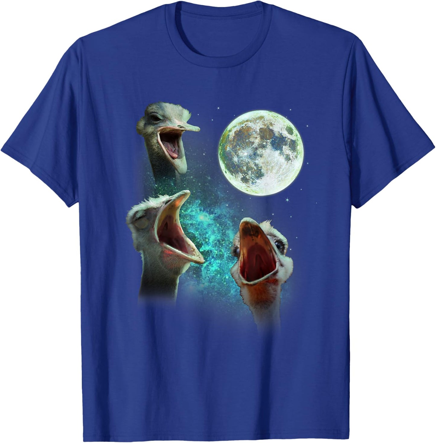 Three Ostriches Howl At Moon 3 Wolfs Wolves Fun Parody T-Shirt - T-Shirt | Royal