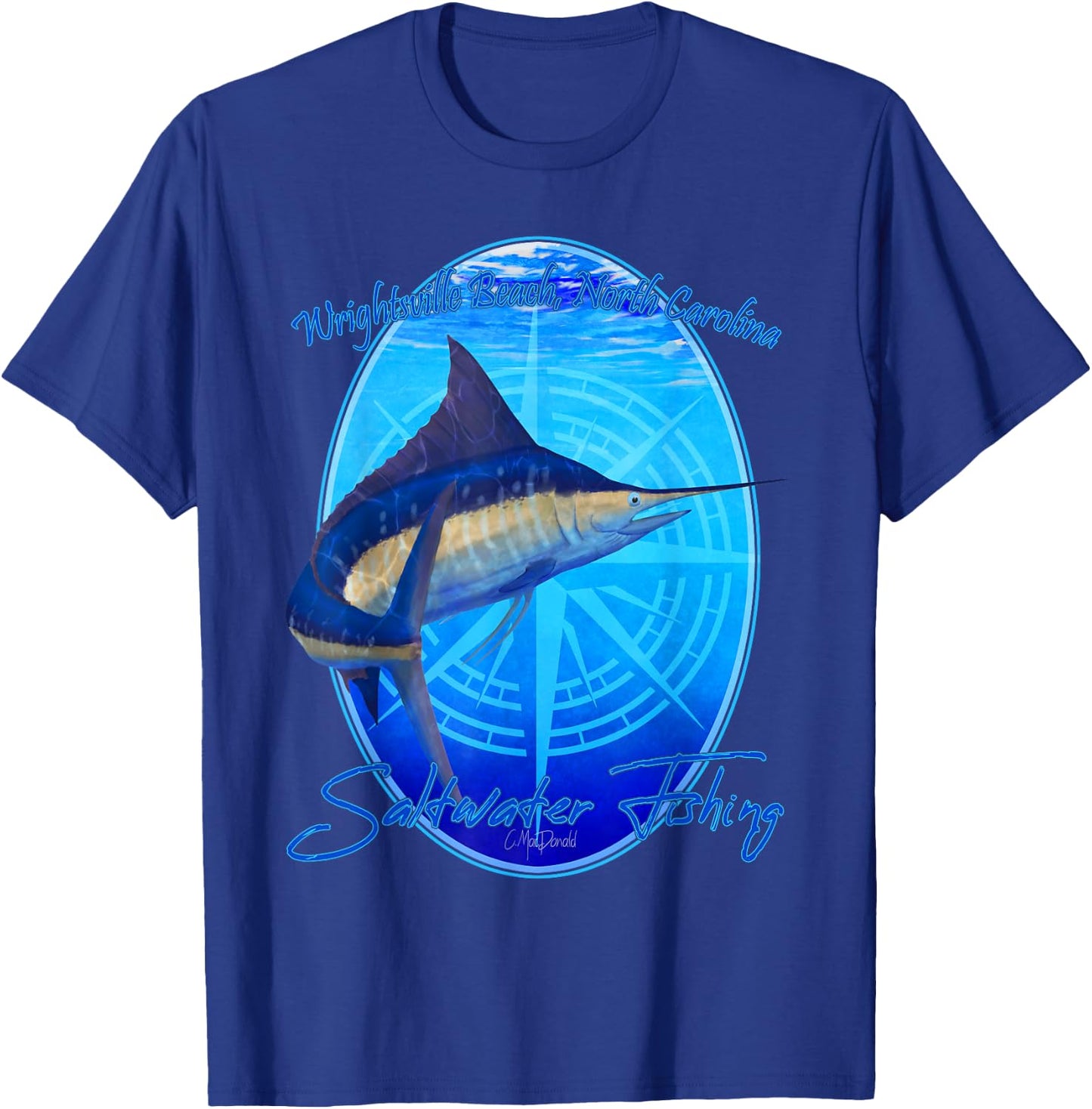 Saltwater Fishing Wrightsville Beach NC Offshore Fish Men Women Kids T-Shirt - T-Shirt | Royal