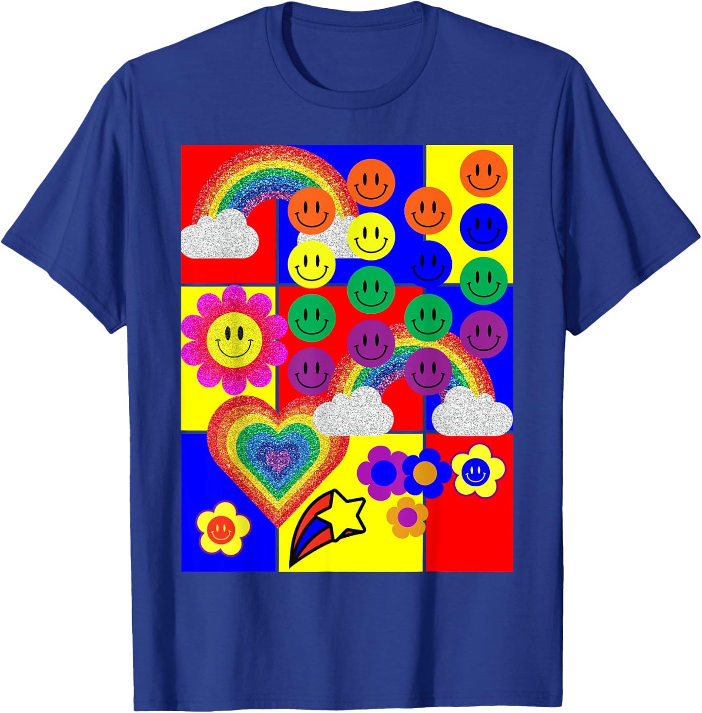 Kidcore Flower Heart Faces T-Shirt - T-Shirt | Royal