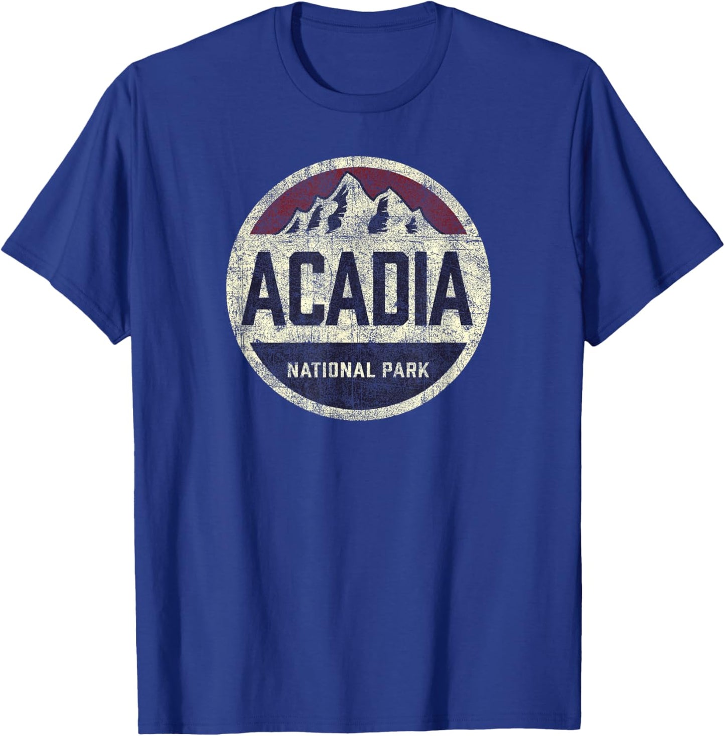 Retro Acadia National Park Vintage Mountain Women Men Hiking T-Shirt - T-Shirt | Royal