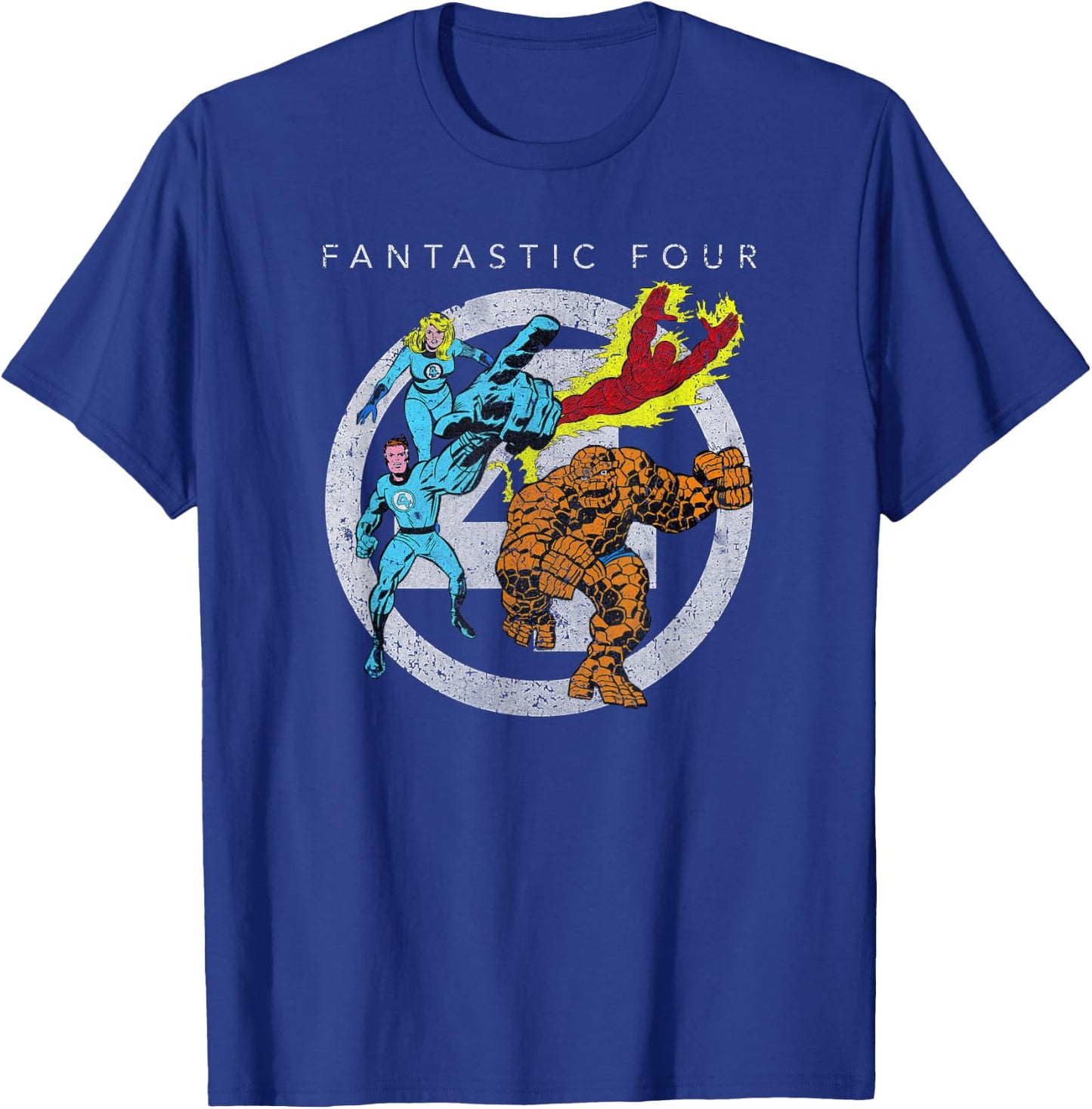 Marvel Fantastic Four Team up Distressed Classic Logo T-Shirt - T-Shirt | Royal