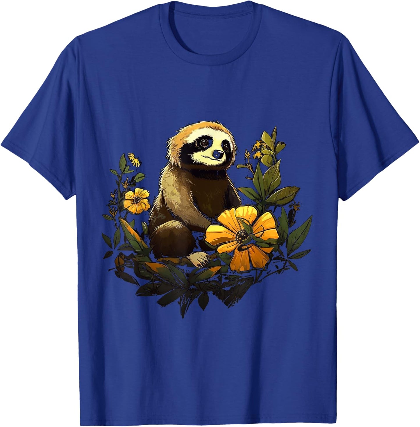 Sloth flowers - animal art animal motif artwork sloth T-Shirt - T-Shirt | Royal