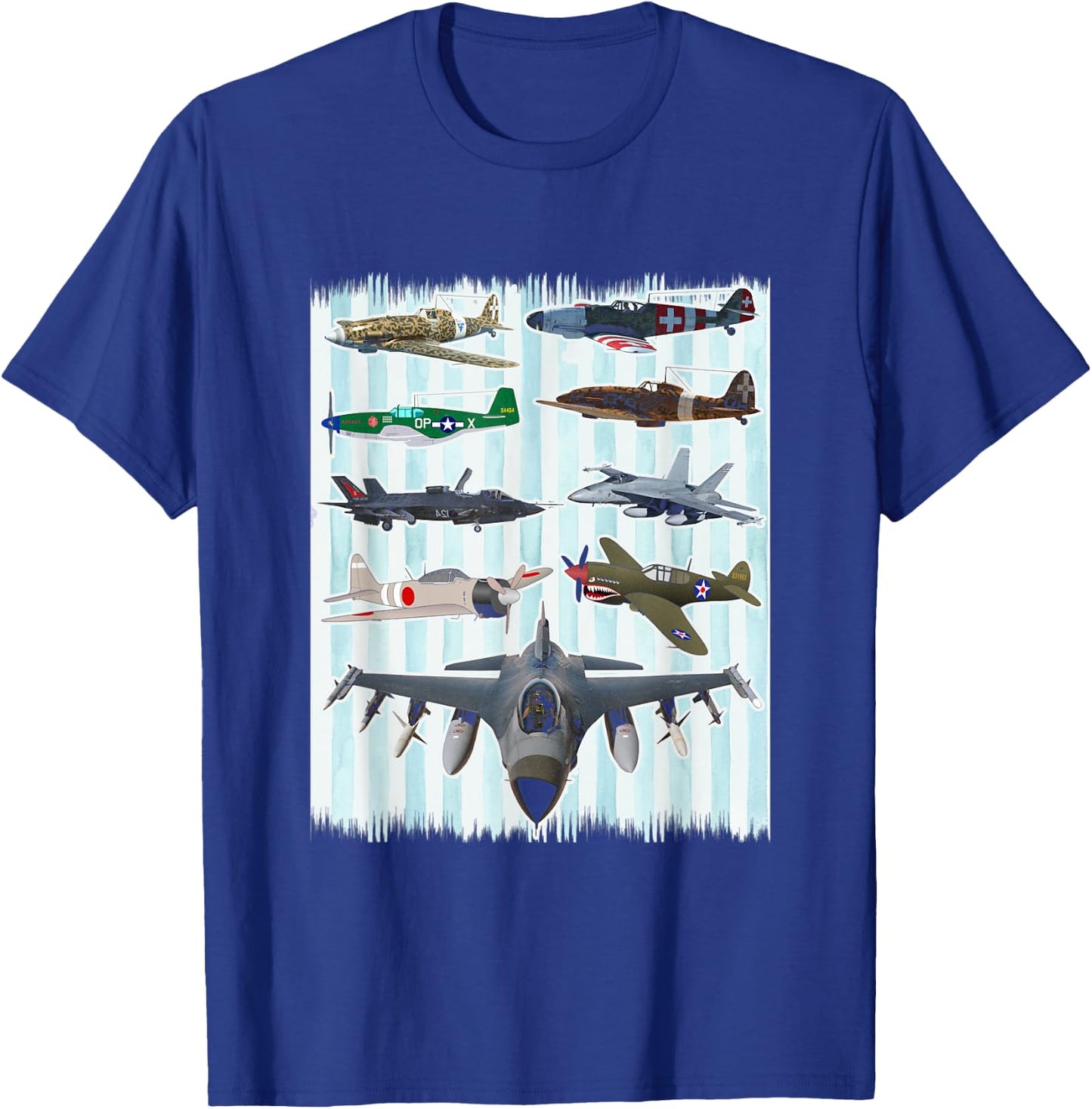 WW2 Planes Warbirds P51 Mustang Spitfire Messerschmitt T-Shirt - T-Shirt | Royal