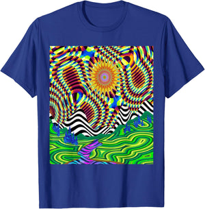 Psychedelic Trippy Mountain Funny Hippie Nature Lover Outfit T-Shirt - T-Shirt | Royal