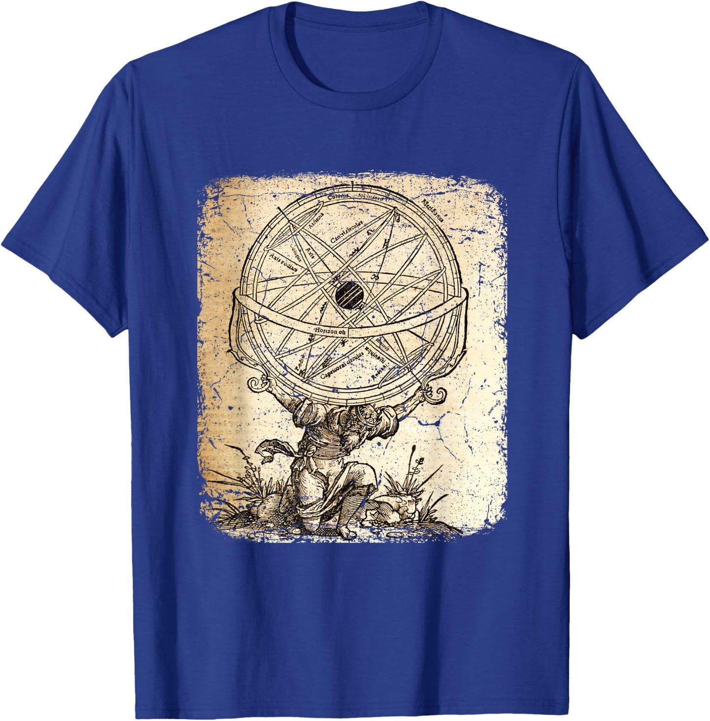 Vintage Atlas Greek God mythology Titan God History Art T-Shirt - T-Shirt | Royal