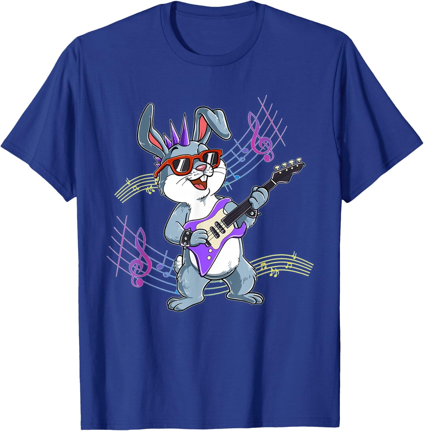 Rabbit Guitar Rockstar T-Shirt - T-Shirt | Royal