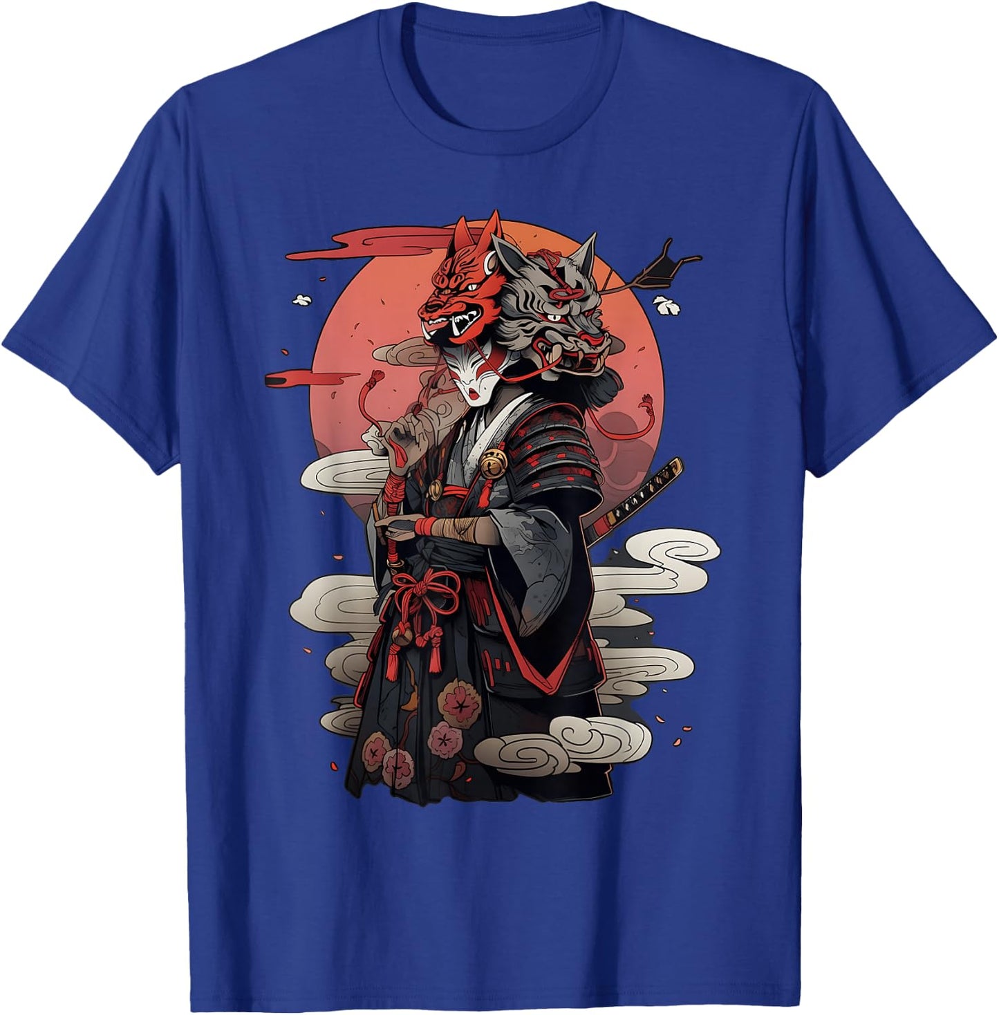 Samurai Strength And Courage Design With Animal Heads T-Shirt - T-Shirt | Royal