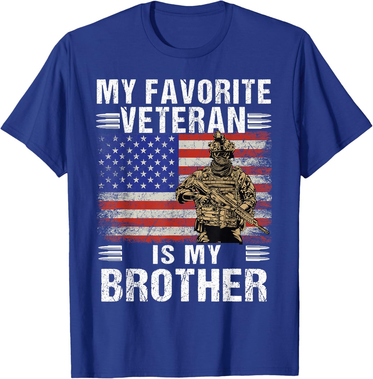 My Favorite Veteran Is My Brother Veterans Day American Flag T-Shirt - T-Shirt | Royal
