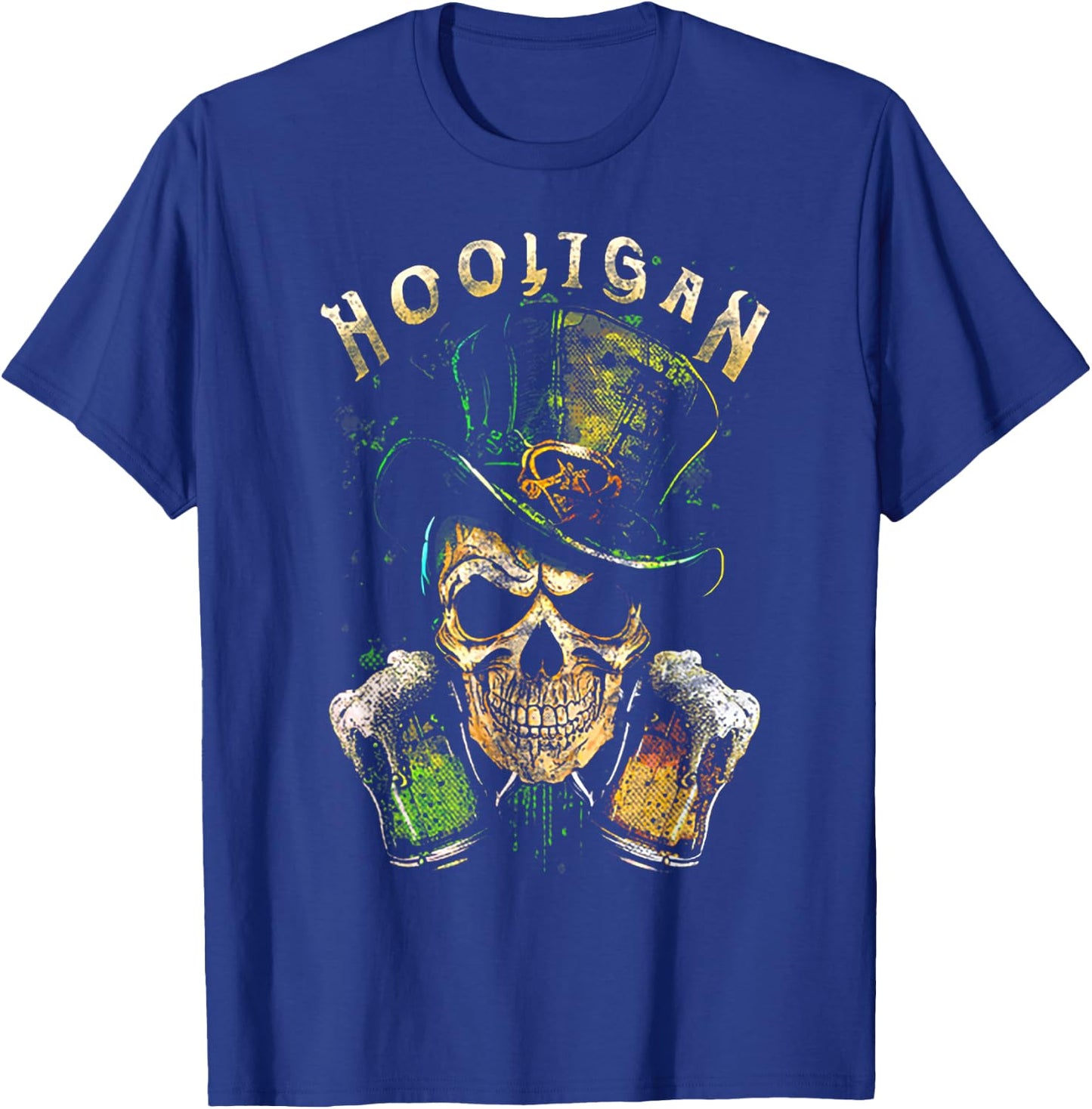 Hooligan Skull Beer Irish T-Shirt - T-Shirt | Royal