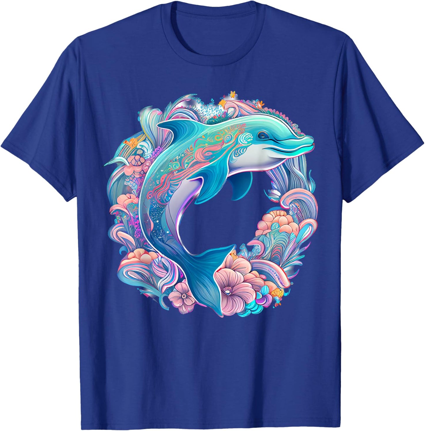 Easter Festive Illustration with Charming Dolphin Artwork T-Shirt - T-Shirt | Royal