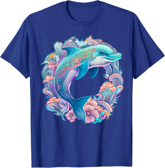 Easter Festive Illustration with Charming Dolphin Artwork T-Shirt - T-Shirt | Royal