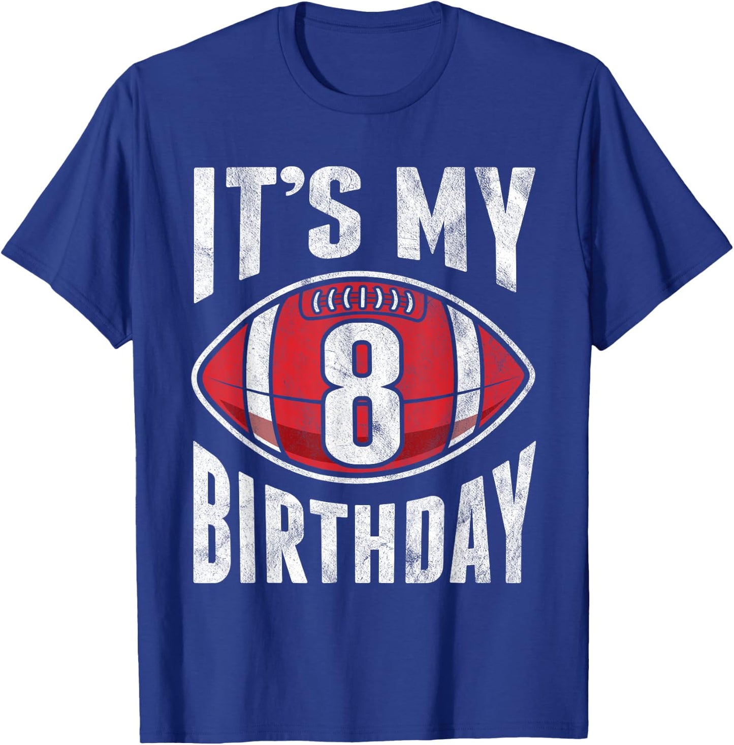 8 Years Old American Football 8th Birthday Boy Retro Style T-Shirt - T-Shirt | Royal