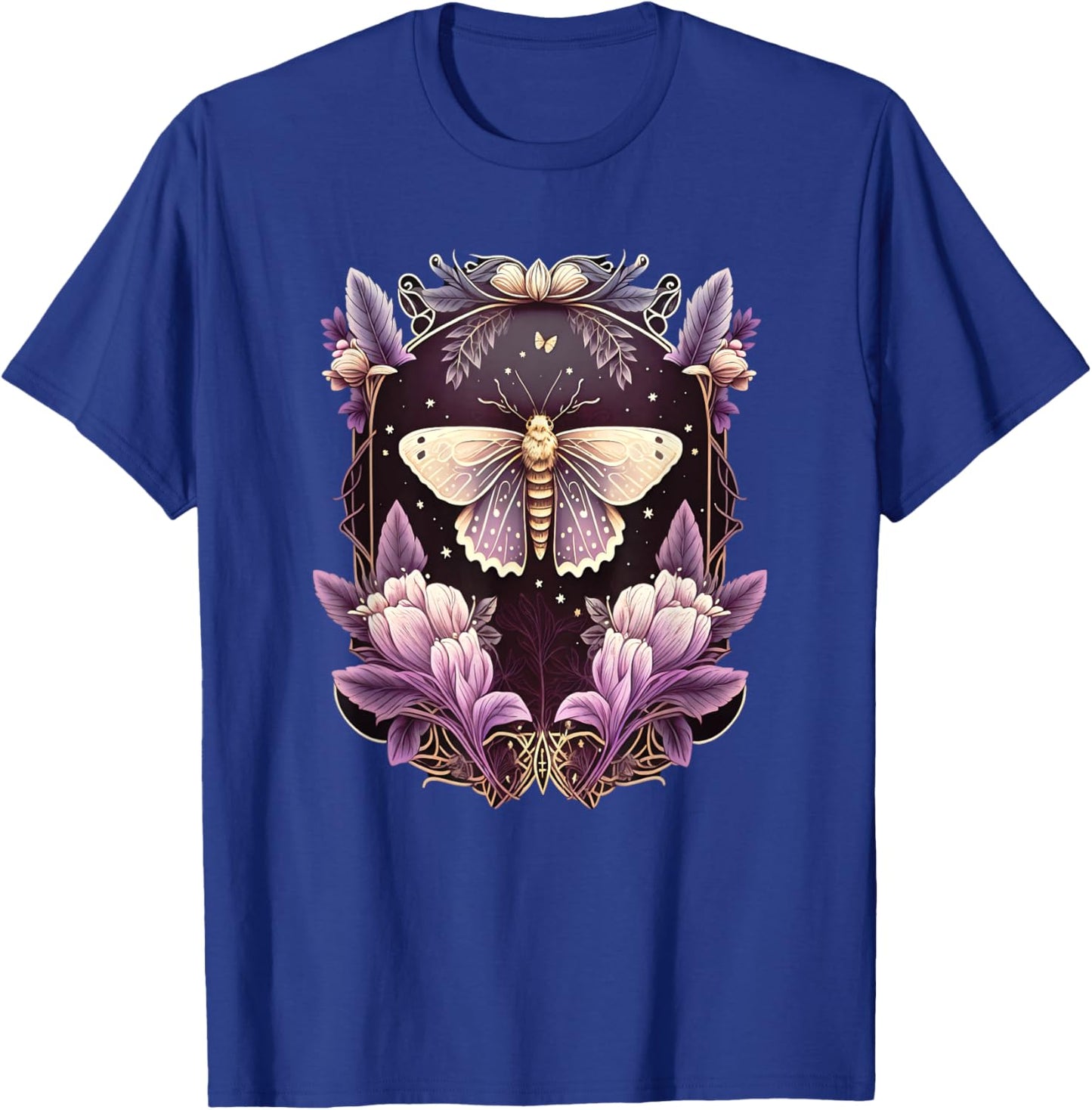 Moth, flowers, butterfly, Wicca, gothic, night lover, dark T-Shirt - T-Shirt | Royal