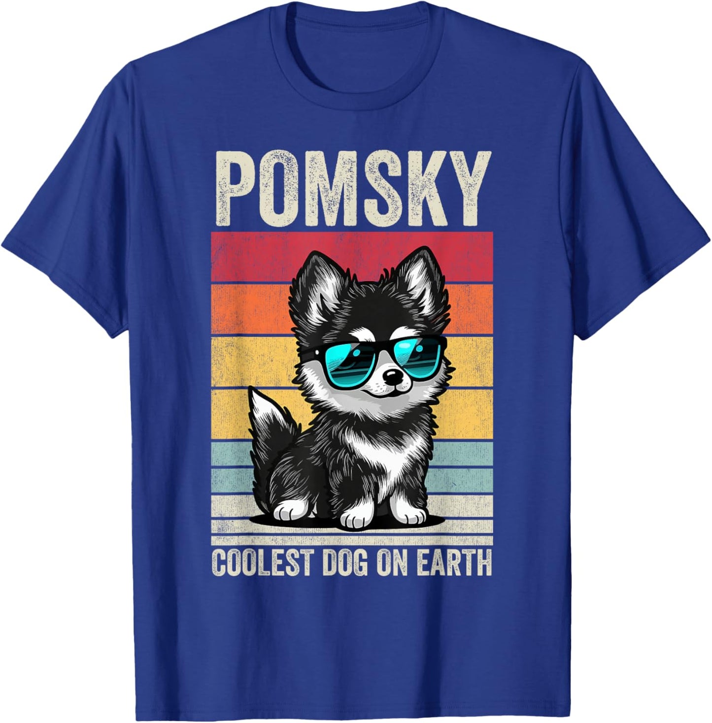 Pomsky Coolest Dog On Earth, Vintage Pomsky T-Shirt - T-Shirt | Royal