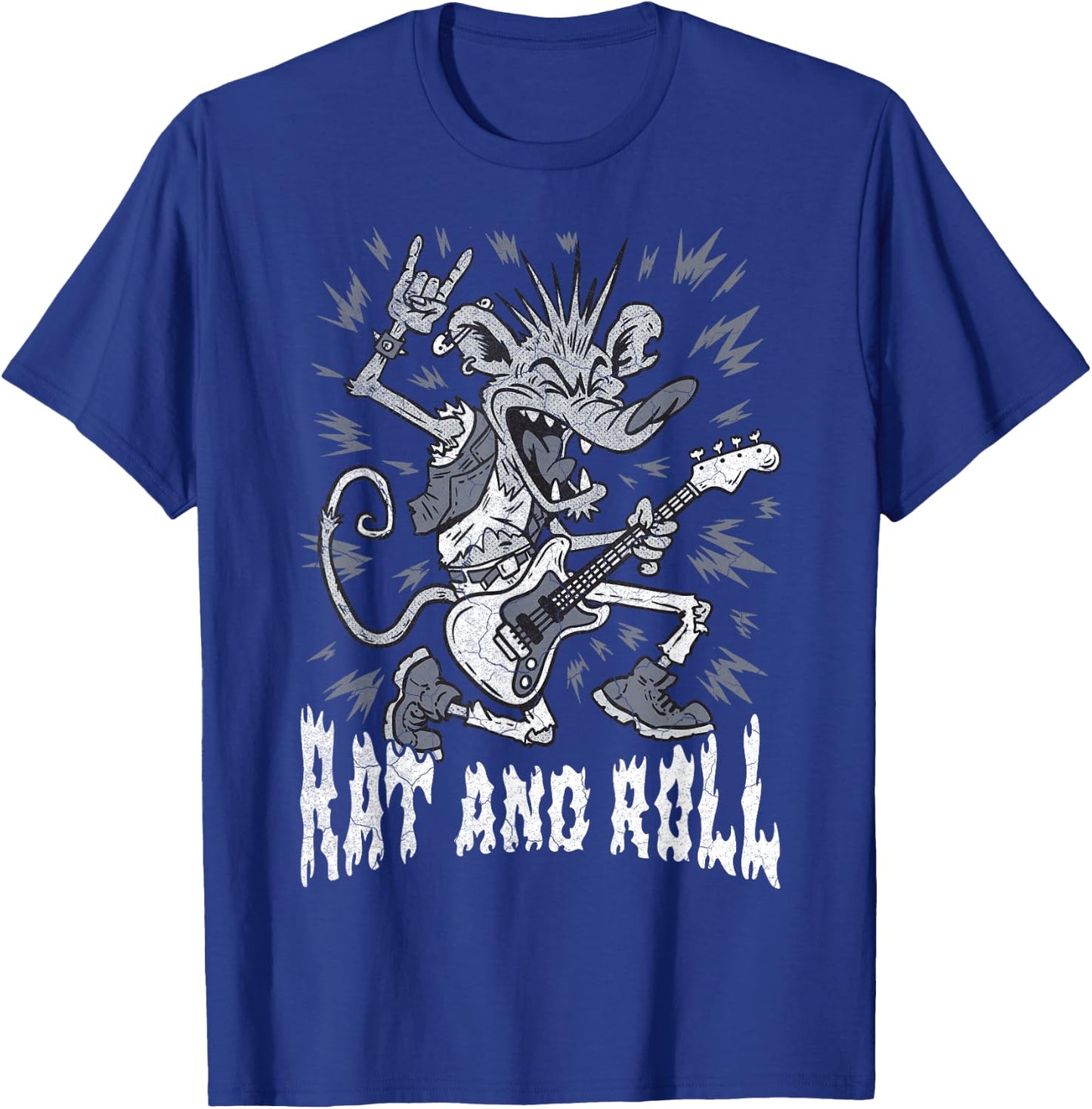 Rock and Roll Rat and Roll Vintage ROCK Music Rat T-Shirt - T-Shirt | Royal