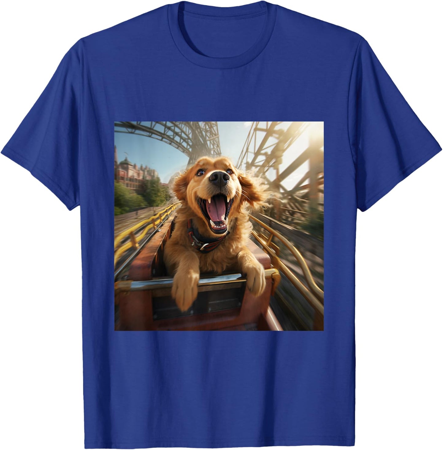 Labrador Retriever Puppy Dog Riding Roller Coaster Men Women Girls Kids T-Shirt - T-Shirt | Royal