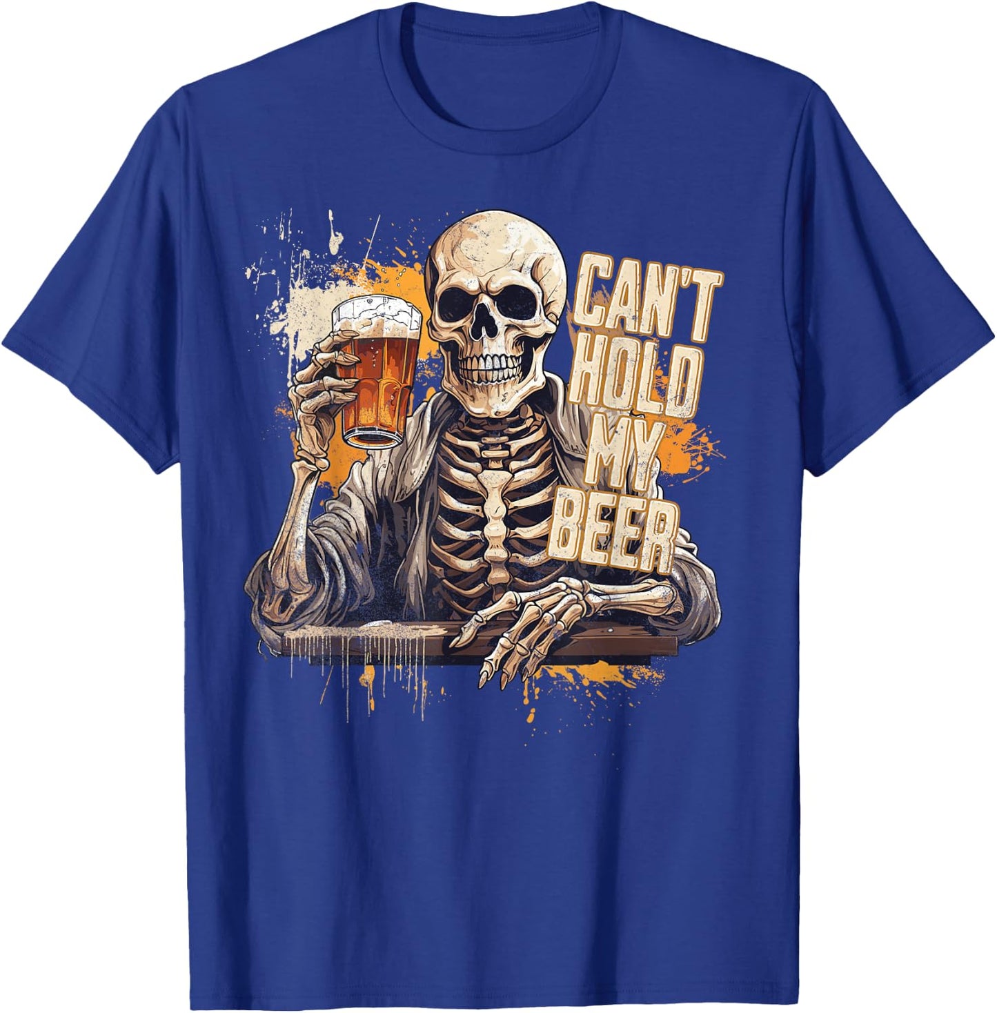 I Can't Hold My Beer Funny Craft Drinking Skeleton T-Shirt - T-Shirt | Royal