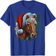 Horse Wearing Santa Claus Hat Horseback Riding Christmas T-Shirt - T-Shirt | Royal