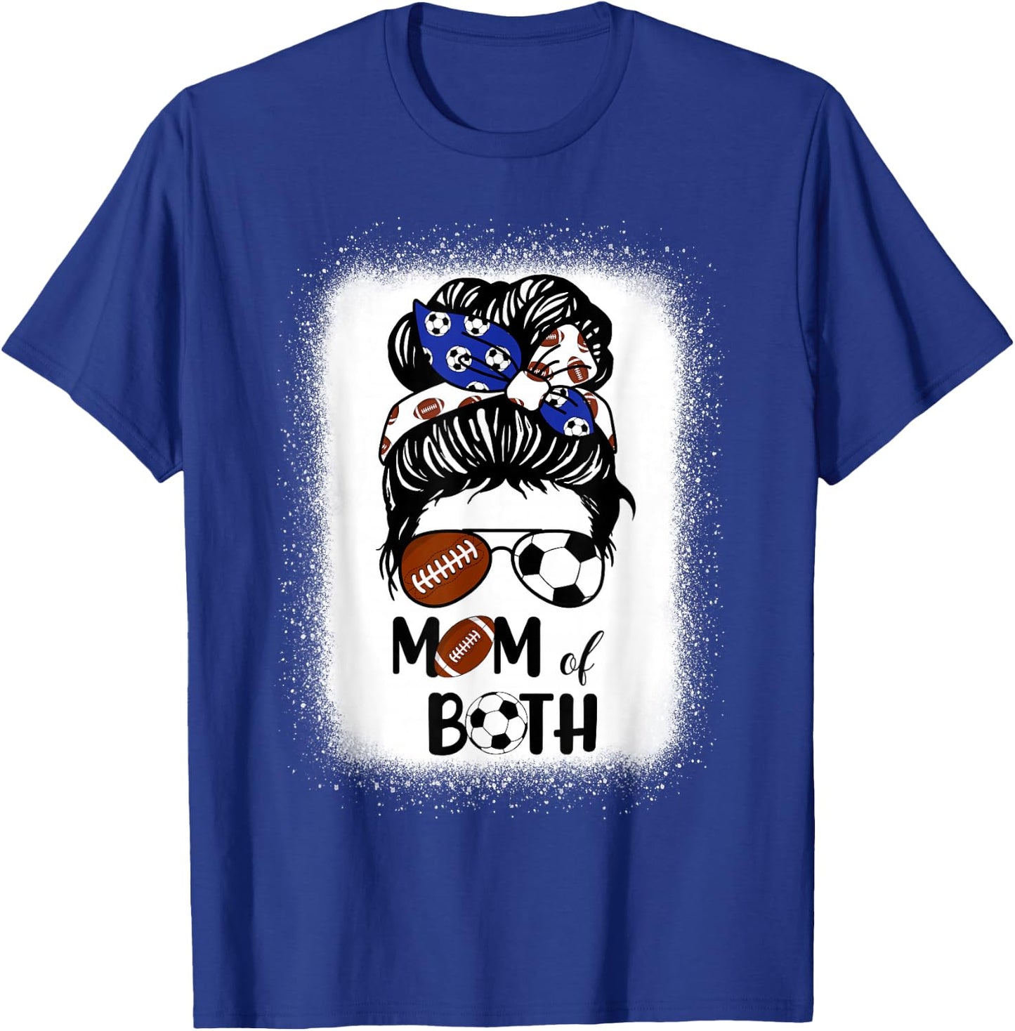 Messy Bun Soccer Mom Football Mom Of Both Mothers Day T-Shirt - T-Shirt | Royal