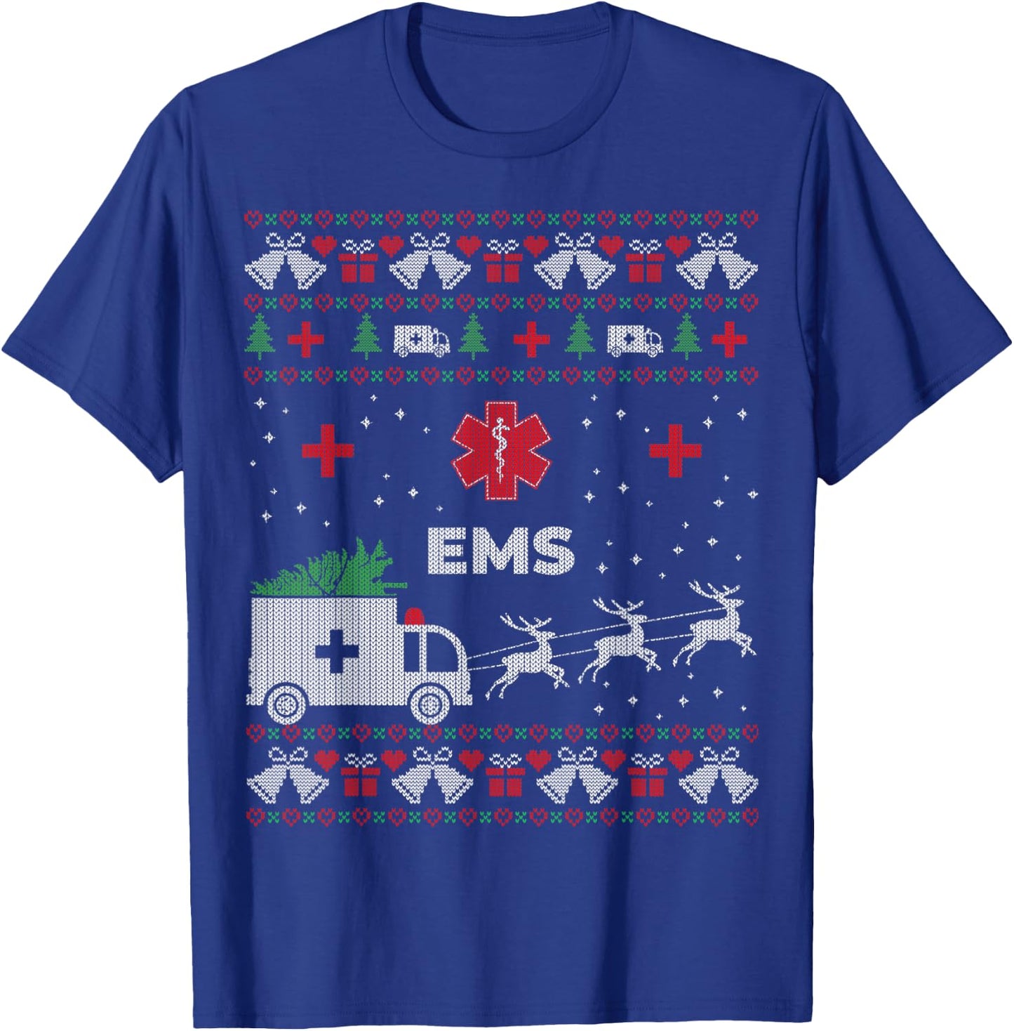 Funny EMS Paramedical Ugly Christmas Sweater T-Shirt - T-Shirt | Royal