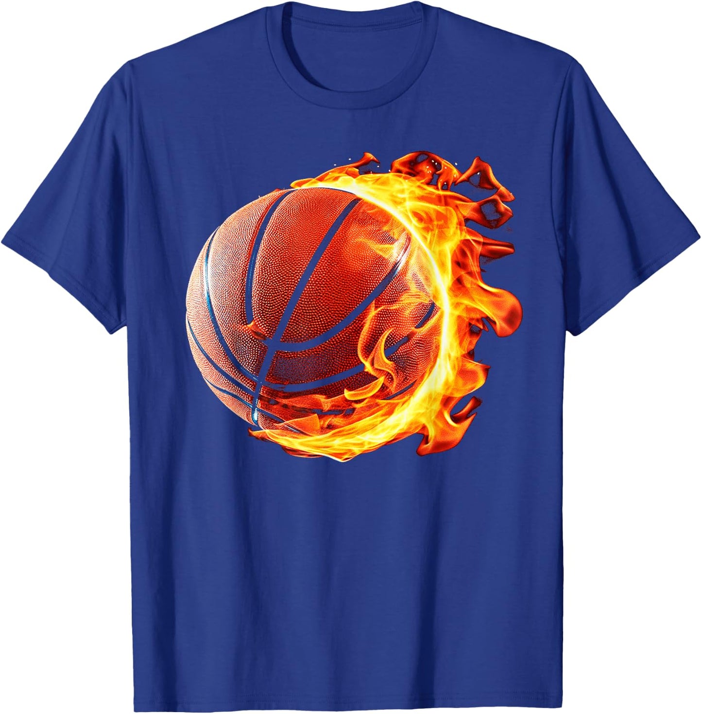 Fire Basketball Ball Flaming Basketball Player T-Shirt - T-Shirt | Royal